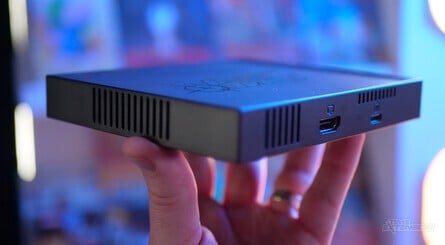 The micro-console portion of the G'AIM'E is small and will effortlessly fit into your AV setup. The pedal (bundled with the Premium and Ultimate editions) helps recreate the authentic Time Crisis experience